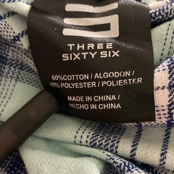 Three Sixty Six Men’s flannel XL button down shirt plaid mint green shirt fall - Picture 9 of 9